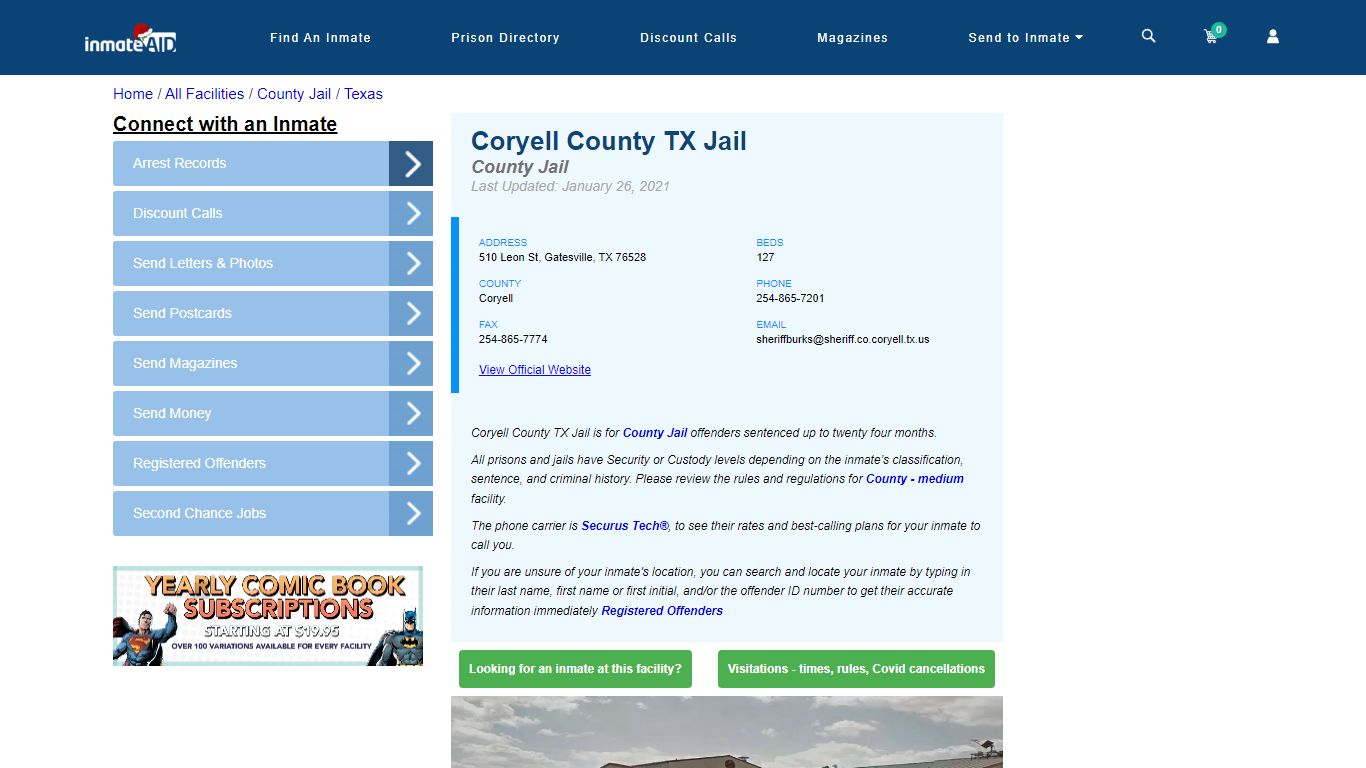 Coryell County TX Jail - Inmate Locator - Gatesville, TX